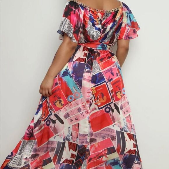 Fashion Nova Vogue Moment Printed Maxi Dress -Pink/Combo - Picture 4 of 13
